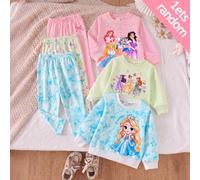 Ensemble pour bébé fille 1 set aléatoire, sweat-shirt à capuche imprimé couronne de princesse douce, lettres et fleurs, pantalon long legging en tissu doux pour l'automne et l'hiver 6-9M,9-12M,12-18M,