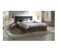 Ensemble pour chambre à coucher MAXIM. Lit adulte deux places 160x200 cm + tiroir + sommier + deux chevets Marron