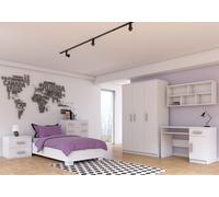 Ensemble pour chambre d'enfant Lit Armoire Étagère murale Commode Bureau Table de nuit Blanc/Blanc avec poignées sonoma sans matelas Jonas IV 01