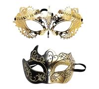 Ensemble pour couples masqués, masque de carnaval, 2 housses de visage vintage, couvre-costumes scintillants pour lui et elle, fournitures de fête pour femmes et hommes