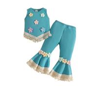 Ensemble pour Filles Débardeur à Pompons et Pantalon Évasé Confortable Tout-Petits Robe Fille 10 Ans De Mariage pour VêTements Enfants