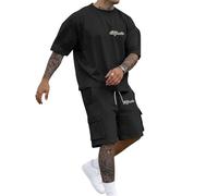 Ensemble pour homme avec imprimé lettre décontracté, coupe ample, vêtements de tous les jours confortables pour l'extérieur et les loisirs