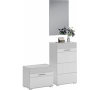 Ensemble pour l'entrée : miroir + armoire à chaussures + meuble de rangement - blanc laqué - KLEANKIN