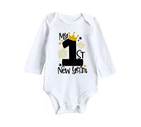 Ensemble pour nouveau-né garçon My First New Year Vêtements nouveau-né bébé garçon fille Nouvel An Tenues Letter Print Grenouillère Combinaison Tenues Ensemble Top, Blanc., 0-3 mois