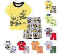 Ensemble pour Petit Garcon T Shirt Manche Courte Et Short en Coton avec Impression Mignon Cartoon pour Ete De 2 A 8 Ans Plusieurs Modeles Disponibles Tops Imprimé Floral Shorts Tenue 2 pièces