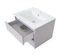 Ensemble Pour Salle De Bain Hwc-B19b, Lavabo Armoire De Toilette Armoire Murale, Haute Brillance Mvg-Certifié Gris Multicolore