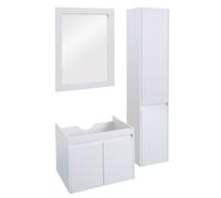 Ensemble pour Salle de Bain HWC-L86, lavabo Miroir Mural Armoire Murale Meuble de Salle de Bain, MVG mélaminé - Blanc