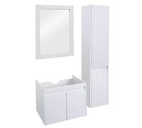Ensemble pour Salle de Bain HWC-L86, lavabo Miroir Mural Armoire Murale Meuble de Salle de Bain, MVG mélaminé - Blanc