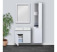 Ensemble Pour Salle De Bain Hwc-L86, Lavabo Miroir Mural Armoire Suspendue Lavabo, Mvg Mélaminé Blanc Multicolore