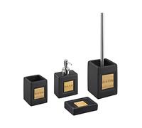 Ensemble pour Salle de Bain Lot de 4 Accessoire Minimaliste en Dolomite Noir Kourou