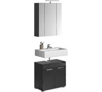 Ensemble pour salle de bain : Meuble sous-lavabo - Noir brillant - KLEANKIN