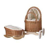 Ensemble poussette et berceau en osier pour poupée - Lara - Naturel - Pour enfant de 3 ans et plus