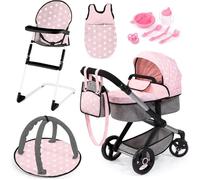 Ensemble poussette pour poupée Bayer Design XEO 17030AB - transformable, poignée réglable, accessoires, rose