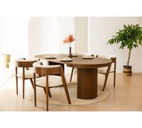Ensemble PRADO avec table à manger extensible 110 à 210 cm + 4 chaises BASTIDE placage chêne massif marron foncé BOBOCHIC Marron foncé
