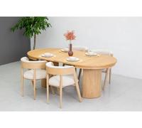 Ensemble PRADO avec table à manger extensible 110 à 210 cm + 4 chaises BASTIDE placage chêne massif marron clair BOBOCHIC Marron clair