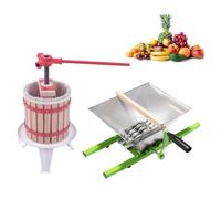 Ensemble Presse à Fruits - UISEBRT - Moulin 7L + Presse 6L - Acier Inoxydable - Bois de Chêne - Manuel