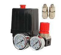 Ensemble pressostat et régulateur de compresseur d'air avec double jauges - Valve de contrôle du débit d'air réglable avec ports d'entrée et de sortie standard pour systèmes