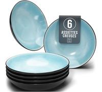 Ensemble Prestige de Services de Table: Assiettes Creuses en Porcelaine pour 6 Personnes - Élégantes Assiettes de Service pour une Expérience Culinaire Raffinée, Pure Living aigue-marine