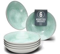 Ensemble Prestige de Services de Table: Assiettes Creuses en Porcelaine pour 6 Personnes - Élégantes Assiettes de Service pour une Expérience Culinaire Raffinée, Pure Living turquoise