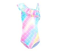 Ensemble Princesse Sirène 3 Pièces Fille Maillot De Bain 1 Piece Bikini pièce 1-Piece Sport Solide Taille Haute pour Filles 4-12 Ans