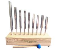Ensemble professionnel de diapasons pour les chakras avec base en bois pour caisse de résonance, instrument de percussion pour la guérison sonore, le yoga, la méditation et l'harmonisation du champ b