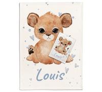 Ensemble Protège Carnet de Santé et Couverture Bébé Personnalisés - Fermeture Pratique à Pression, Texte et Motifs Animaux au Choix, Flanelle Douce et Résistante