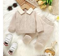 Ensemble pull pour bébé de style gentleman, Top à col claudine à manches longues assorti à un pantalon avec pieds pour nouveau-né, minimaliste mais élégant, nouvelle option pour le port quotidien, met