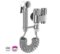Ensemble pulvérisateur de bidet portatif multifonction pour toilettes - Double soupape de commande et douchette facile à installer - Solution de nettoyage personnelle hygiénique