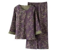 Ensemble pur avec manches 3/4 et col oblique pour des nuits confortables, lilas, M