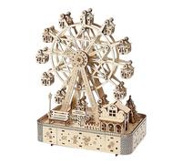 Ensemble Puzzle en Bois - Modèle de Grande Roue 3D, Assemblage Cent Quatre-vingt-Trois Pièces, Fonction Musique Lumineuse LED, Construction en Bois | Idéal Pour Soulagement du Stress,Loisirs,Noël