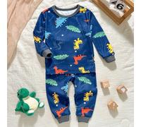 Ensemble pyjama 2 pièces pour bébé garçon, coupe ajustée, motif animaux de dessin animé, tricot doux, col ras-du-cou, Top sweat-shirt à manches longues, pantalon long à taille élastique, Halloween aut