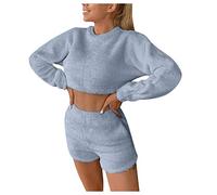 Ensemble pyjama 2 pièces pour femme avec haut à manches longues et short - Vêtement de nuit pour femme, maman, petite amie, usage quotidien