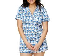 LLECDASEUI Ensemble pyjama 2 pièces Y2k pour femme avec short boutonné et short en forme de singe Roller Dupes Rabbit Preppy Loungewear (Bleu,S)