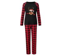Ensemble pyjama de Noël pour famille au design avec col rond confortable - Manches longues pour des vacances inoubliables dans un confort de rêve avec un pantalon élégant, Noir , L