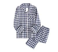 Ensemble Pyjama de Vacances à Carreaux en Coton boutonné pour Enfants garçons et Filles Survêtement Fille