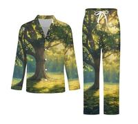 Ensemble Pyjama Deux Pièces Homme - Bel Arbre Ensemble De Nuit Chaud d'automne Décontracté Et Ample Composé d'un Haut Doux À Manches Longues Et d'un Pantalon Long. XXL