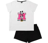 Pyjama Disney Minnie Mouse pour femme - Ensemble pyjama à manches courtes avec short - Blanc/noir, blanc/noir, XL
