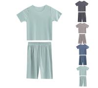 Ensemble pyjama doux 2 pièces pour garçons - Chemise et pantalon court - Vêtements de détente et de nuit à manches courtes - Col rond - Confortables - Vêtements légers (vert, 2 à 3 ans)