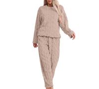 Ensemble Pyjama En Coton Pour Femme Vêtement Flanelle Légère Tenue Taille Élastique Confort Respiration Naturelle Peau Sommeil Profond Quatre Saisons Agréable Contact Coutures Plates 2 Pièces