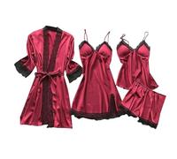 Ensemble pyjama en dentelle, ensemble pyjama haut et short - Ensemble de 4 pyjamas doux, chemise de nuit douce pour la peau - Robe de nuit confortable pour la maison, pour la Saint-Valentin, une lune