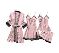 Ensemble pyjama en dentelle, ensemble pyjama haut et short | Ensemble de 4 pyjamas en dentelle respirants pour femmes,Robe de nuit confortable pour la maison, pour la Saint-Valentin, une lune de miel,