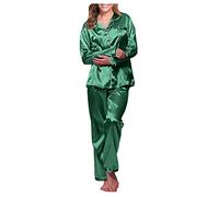 Ensemble pyjama en satin exquis pour femme avec robe - Collection de vêtements de nuit séduisante, vert, M