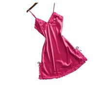 Ensemble Pyjama en Satin, Lingerie en Dentelle Patchwork, Nuisette, Robe de mariée en Soie, vêtements de Nuit, Nuisette pour Femme, Nuisettes Sexy (Pink XLDeep)