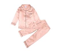 Ensemble Pyjama en Satin pour Enfants, Fille et garçon, Chemise de Nuit boutonnée, Haut, Pantalon Long, Bas, vêtements de Nuit Ensembles Jogging
