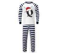 Ensemble pyjama familial rayé bleu de Noël avec 26 lettres personnalisées pour les heures de fête, bleu, S