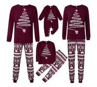 Ensemble Pyjama Famille de Noël Vêtement de Nuit Barboteuse Pyjamas à Deux Pièces Set T-Shirt à Manches Longues et Pantalon pour Mère Père Enfant Bébé