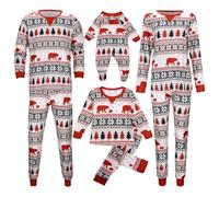 Ensemble Pyjama Famille de Noël Vêtement de Nuit Barboteuse Pyjamas à Deux Pièces Set T-Shirt à Manches Longues et Pantalon pour Mère Père Enfant Bébé