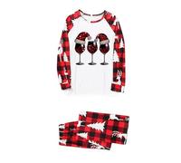 Ensemble Pyjama Famille Pantalon et Haut Imprimé T Shirt Manche Longue Col en Rond Xmas Combinaison Pyjama Bebe Tenue Identique Parent Enfant Vetement Famille Noël pour Bebe Papa Maman Sleepwear