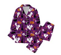 Ensemble Pyjama Femme Halloween Pyjama Grande Taille, Tenue D'IntéRieur 22 PièCes Vacances Confortable à Manches Longues Doux pour Une DéTente pour La Routine du Coucher Salon du Matin