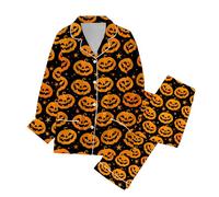 Ensemble Pyjama Femme Halloween Pyjama Grande Taille, Tenue D'IntéRieur 30 PièCes Vacances Confortable à Manches Longues Doux pour Une DéTente pour La Routine du Coucher Salon du Matin
